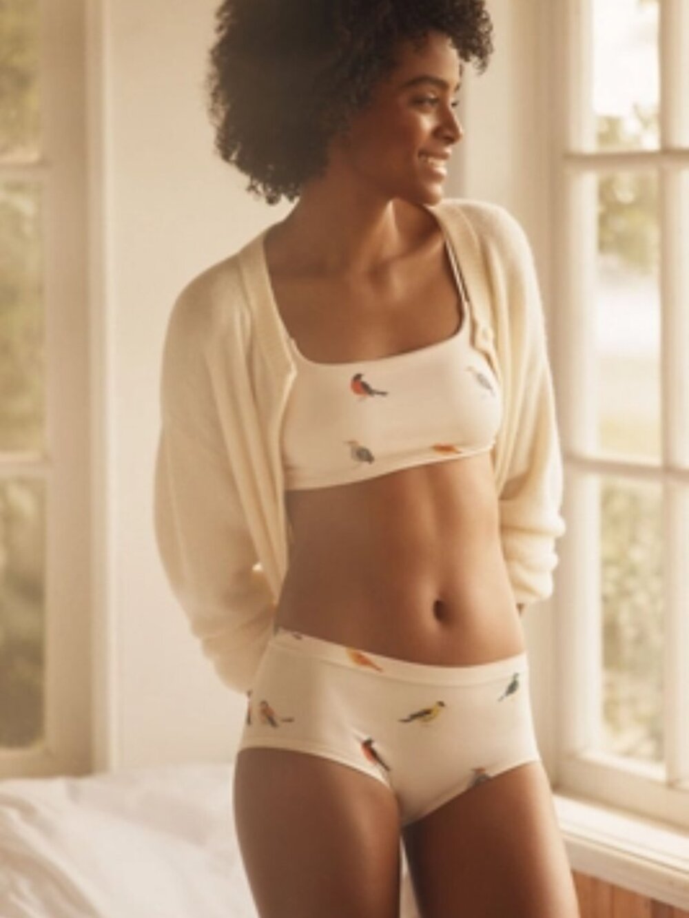 Anthropologie LyreBird Skin Seamless Printed Briefs - Olivia Wendel Bird Print
